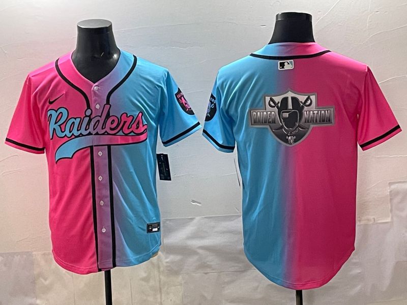 Men 2025 Oakland Raiders Blank Blue pink Nike Limited NFL Jersey style 0011->oakland raiders->NFL Jersey